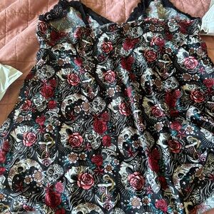 Floral Skull Print slip dress